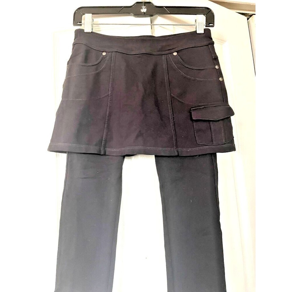Athleta Womens 2 In 1 Skirt Capri Pull On Leggings Size PXS  Black - Picture 2 of 5